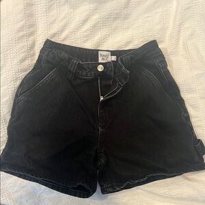 Princess Polly black denim carpenter shorts